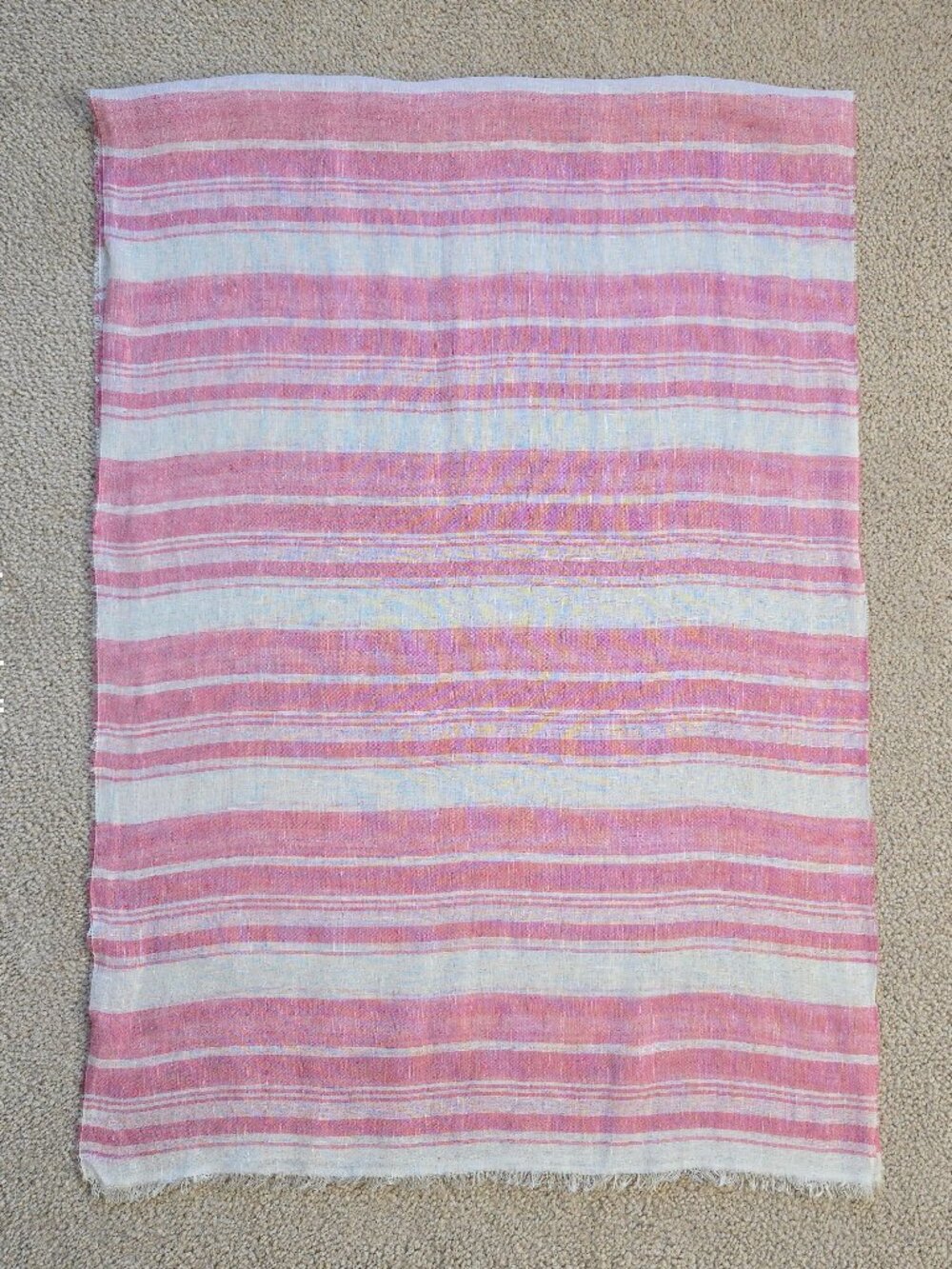 Linen Scarf Pink & White Stripe